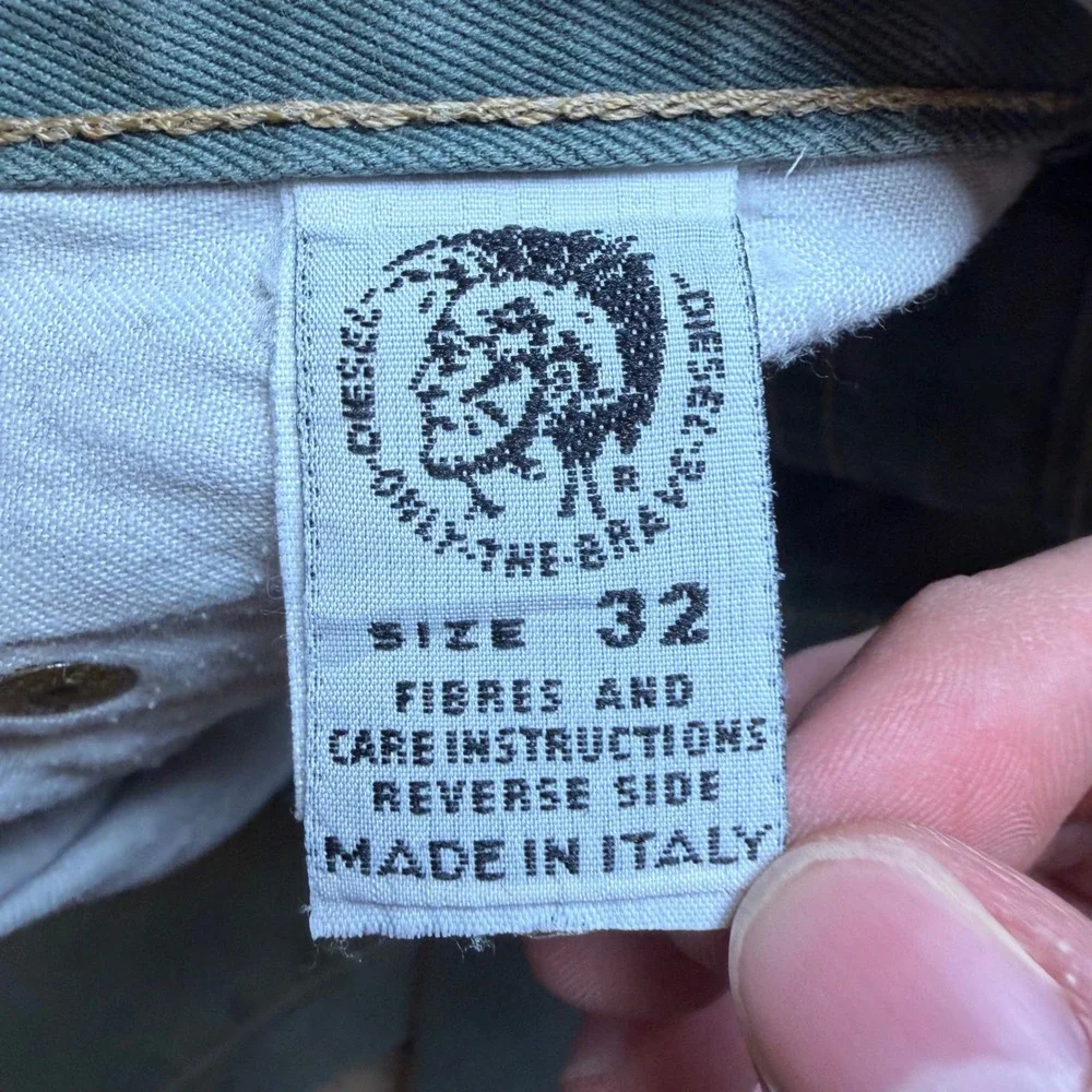 Diesel‎ Jeans Men 30x27 Sage Green Straight Leg Button Fly Made in Italy (Tag32)